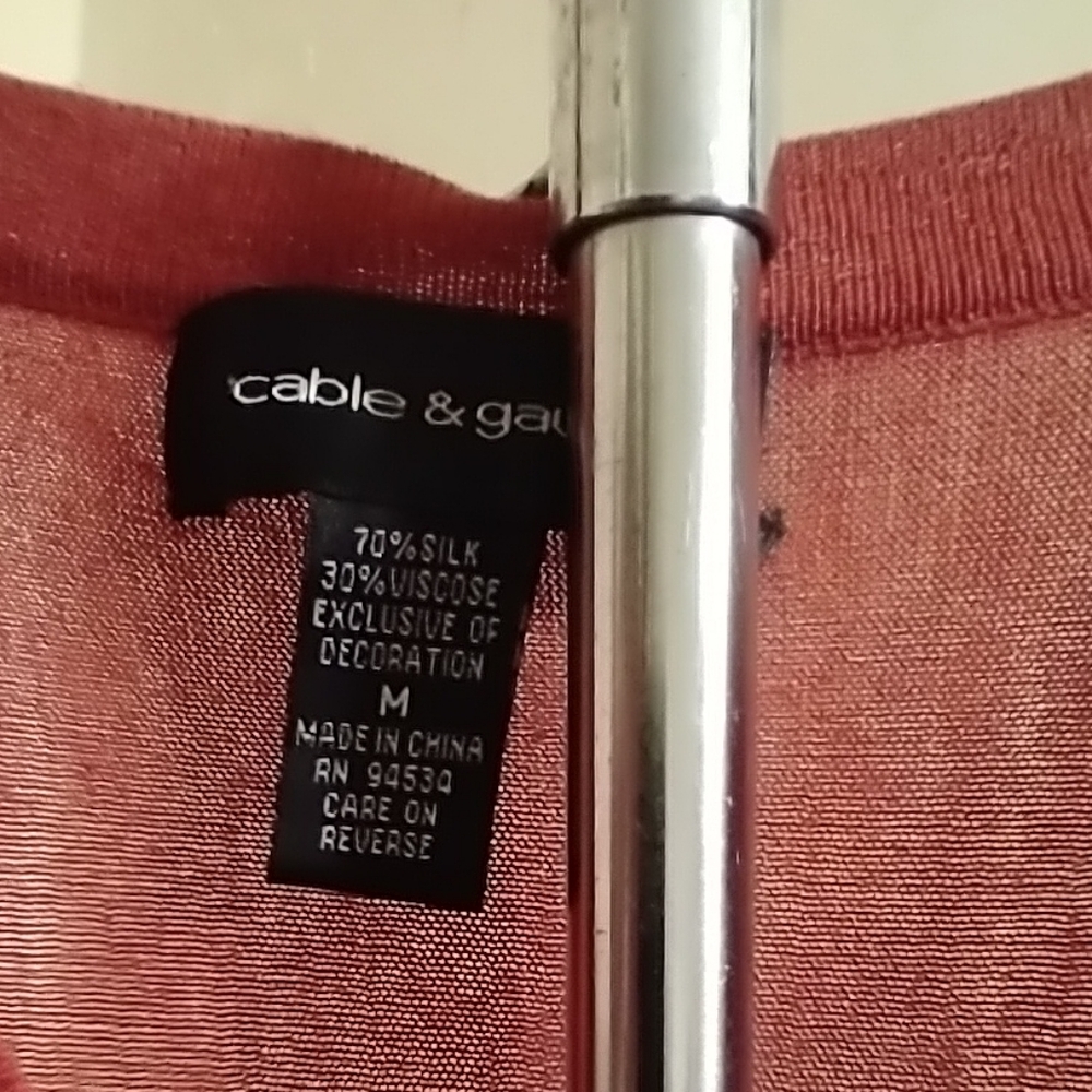 Cable & Gauge Rust Colored Lightweight Sweater - image 5